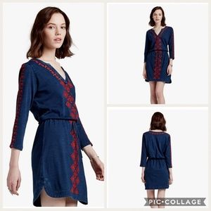 Lucky Brand Embroidered Indigo Dress LG